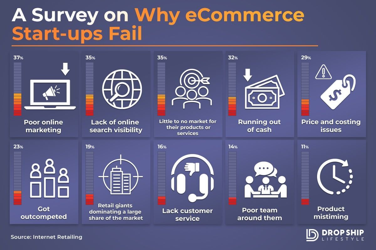 Why Most Dropshipping Stores Fail - Infographic Why Most Dropshipping Stores Fail