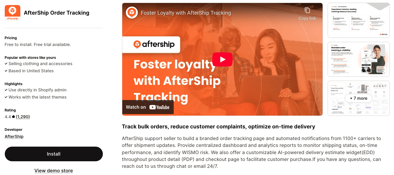 Aftership Aftership - Shopify App Store Preview