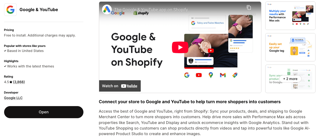 Google and YouTube Shopify App Google and YouTube Shopify App - Shopify App Store Preview